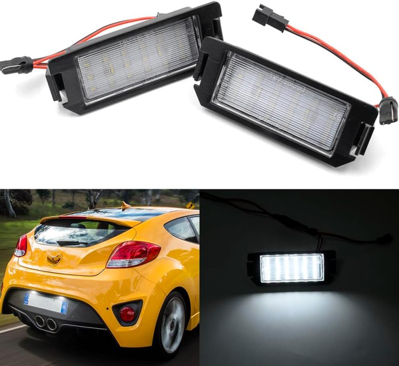 NSLUMO Led License Plate Light Assembly Replacement for 2010-2019 Ki'a Soul Rio Xenon White Led Number Plate Light for 2012-2018 Hyun'dai Veloster