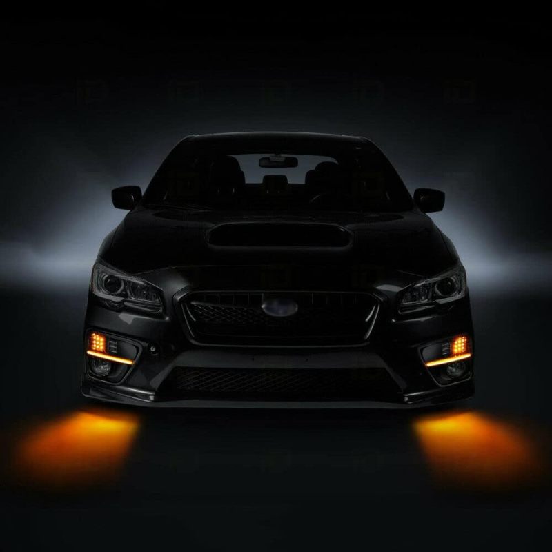 NSLUMO Amber Sequential Turn Signals Switchback White LED DRL Fog Bezels Compatible with 2018-2021 Su'baru WRX STI