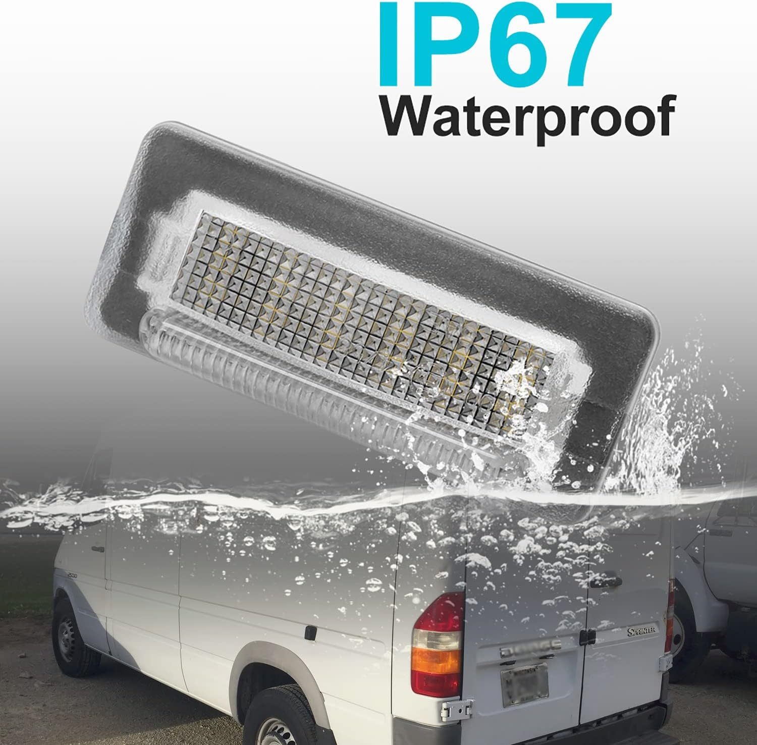 LED License Plate Lights Compatible w/ 2003-2006 Do'dge Sprinter 2500 3500 Van, OEM Led Number Lamps Replacement 6000K 18-SMD Led Xenon White Rear Tag Light Kit Assembly Canbus Error Free