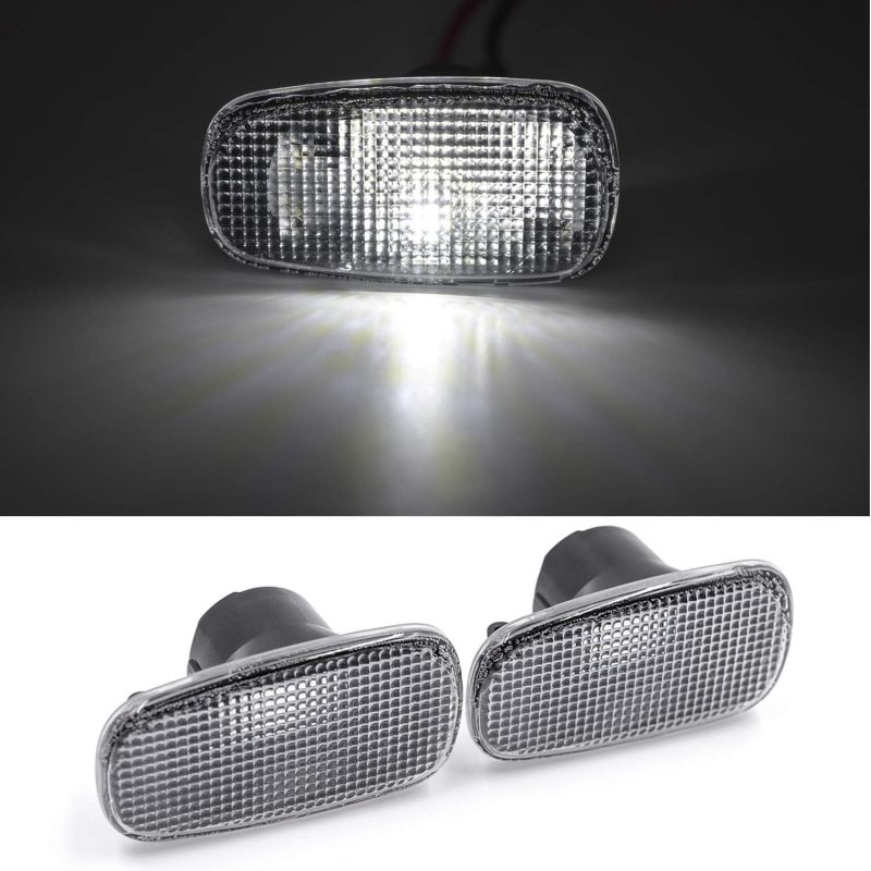 NSLUMO White Led Side Marker Lights for Le'xus IS300 IS200 Altezza SXE10 JCE10 2000-2005 Clear Lens Side Lights Housing w/Xenon White T10 5-SMD LED Bulbs OEM Sidemarker Lamps Replacement
