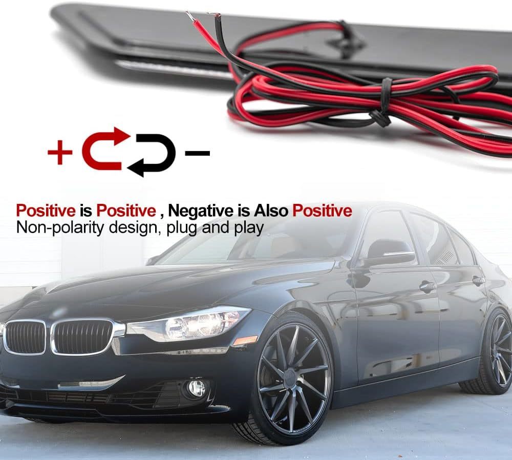 Front Bumper Led Side Markers Compatible w/ 2012-2015 B-M-W F30 F31 Pre-LCI 3 Series 328i Amber Yellow Led Side Marker Repeater Lights Signal Reflector Lamps Replace OEM Amber Reflectors Clear Lens