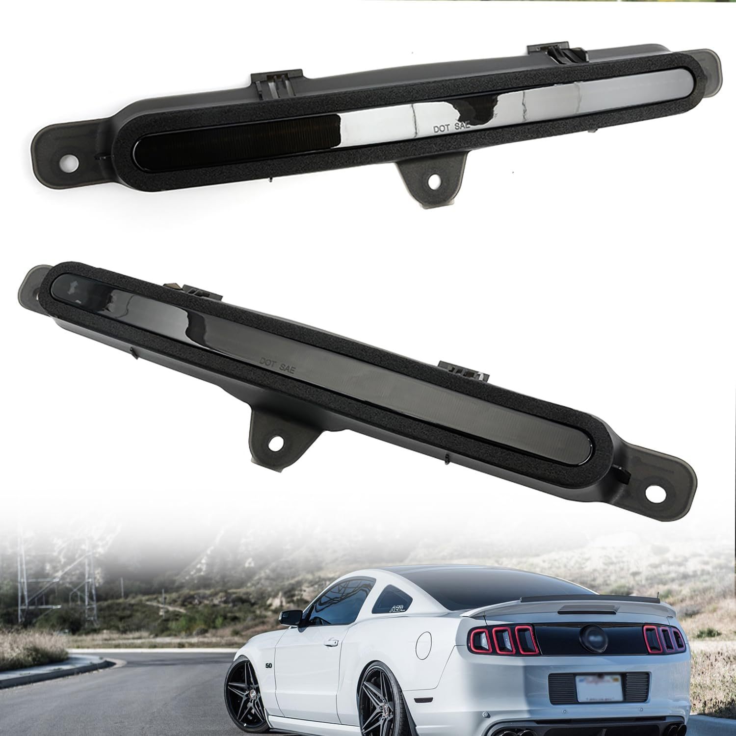 NSLUMO Led Third Brake Light Replacement for F-ord Mustang 2010 2011 2012 2013 2014 S197 Red Strip LED 3rd Brake Center High Mount Stop Lamp Smoked Lens CHMSL AR3Z13A613A