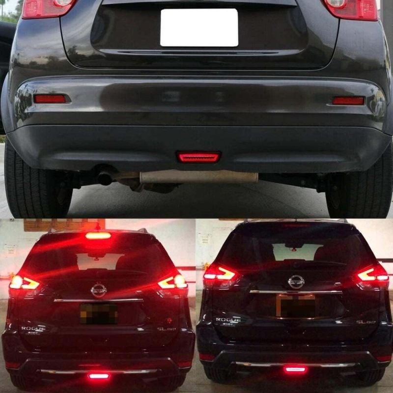 NSLUMO Led Rear Fog Backup/Reverse Brake Light for Nissan Rogue Pathfinder Murano Juke X-Trail T32 Clear Lens 3-In-1 LED Rear Fog Light White Backup Reverse Lamp & Red Tail Light