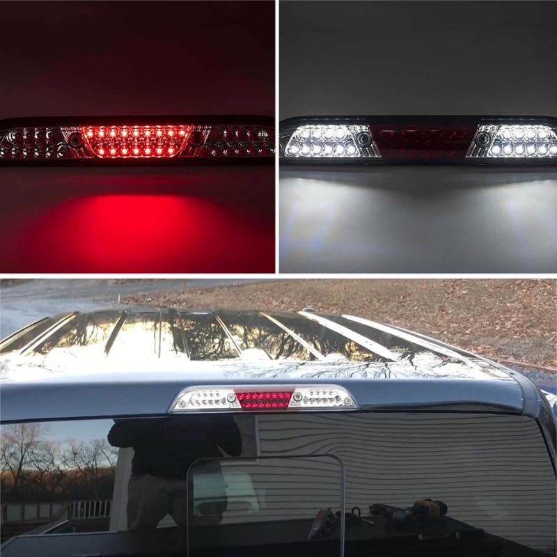 NSLUMO Led Third Brake Light Replacement for 2015-2020 F150 F250 F350 Super Duty 19-21 Ranger Red Strobe LED 3rd Brake Rear Center High Mount Stop Lamp White Cargo Light Kit Clear Lens