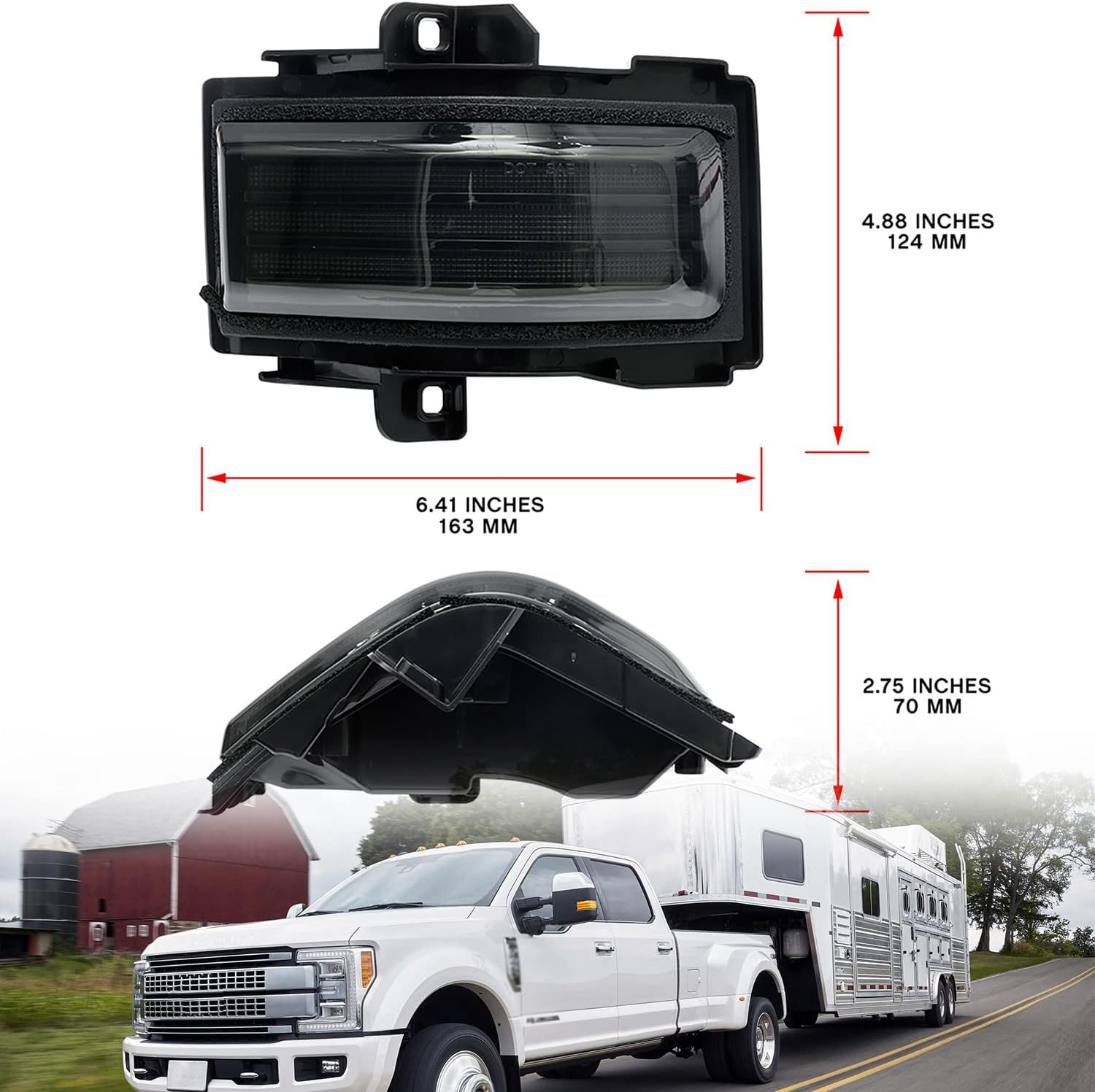 NSLUMO Sequential LED Side Mirror Marker Lights Compatible w/2015-2023 F150 F250 F350 F450 Pickup Towing Mirror Amber Turn Signal Indicator & White DRL Parking Lamp Assembly Smoked Lens