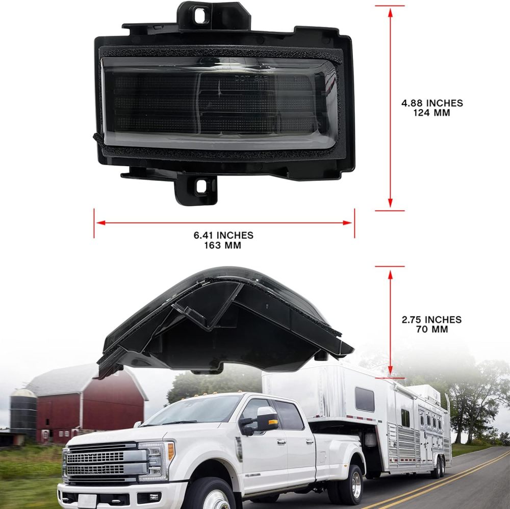 NSLUMO Sequential LED Side Mirror Marker Lights Compatible w/2015-2023 F150 F250 F350 F450 Pickup Towing Mirror Amber Turn Signal Indicator & White DRL Parking Lamp Assembly Smoked Lens