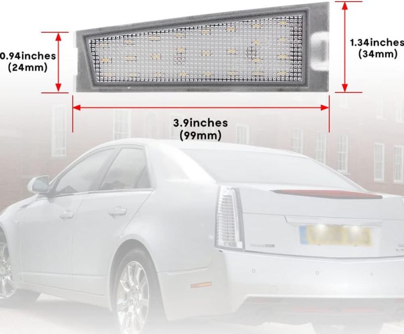 NSLUMO LED License Plate Light Assembly for 2008 2009 2010 Cadillac CTS CTS-V Sedan, OEM Replacement 6000K Xenon White 18-SMD Error Free Led Tag Light