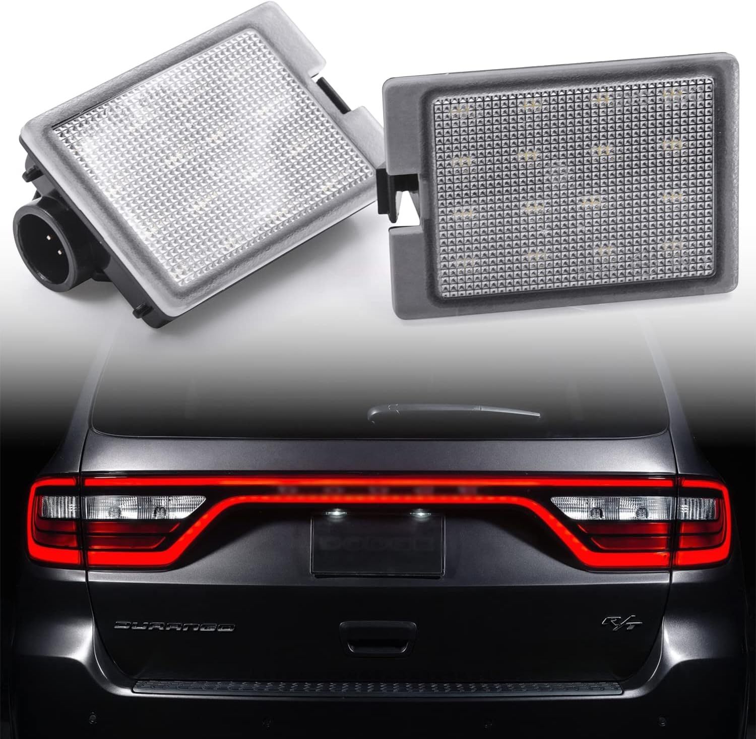 NSLUMO LED License Plate Light Assembly Compatible with Dodge Durango 2014-2020, OEM Fit Replacement Xenon White 18-SMD Number Plate Led Tag Lights