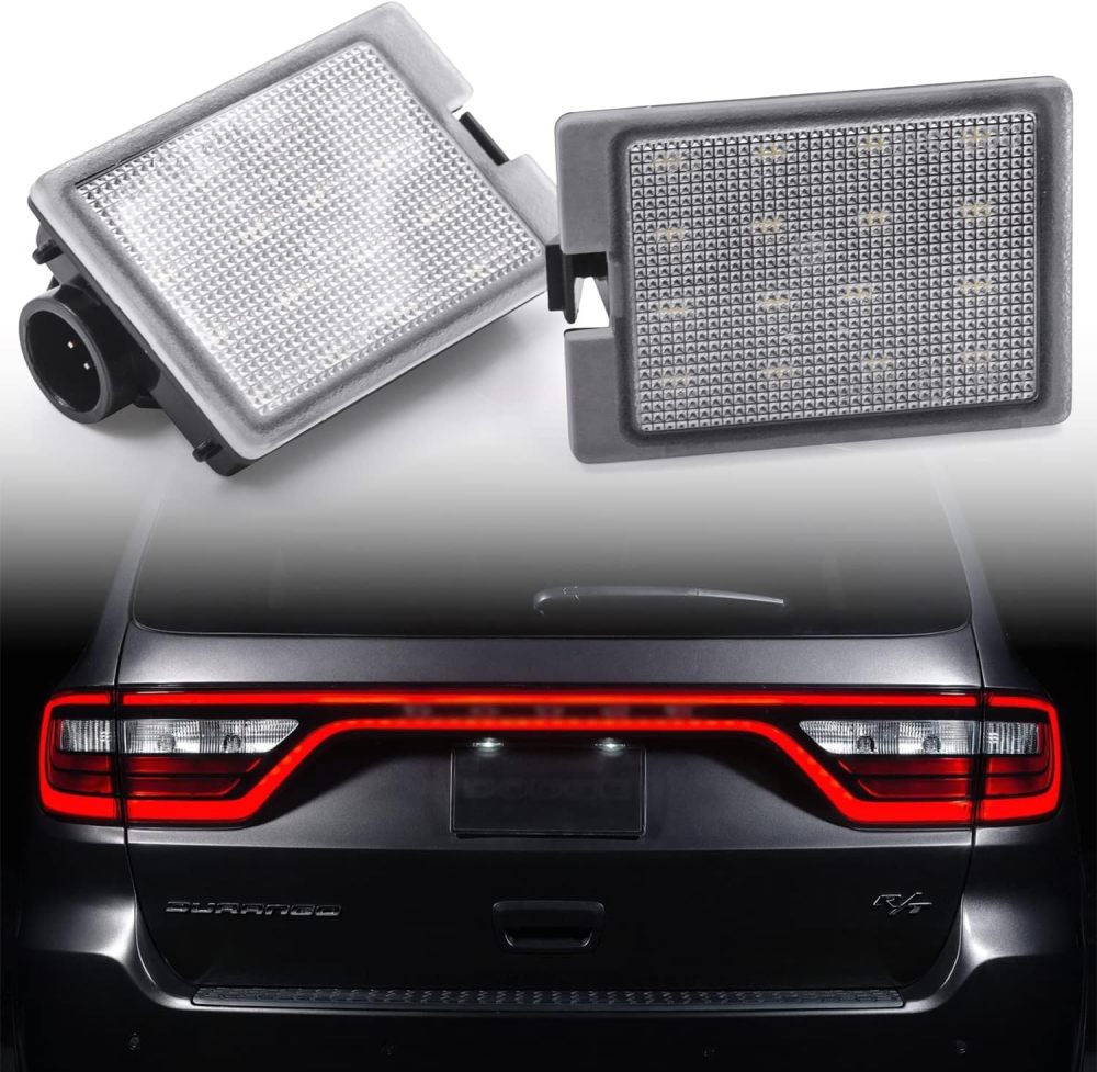 NSLUMO LED License Plate Light Assembly Compatible with Dodge Durango 2014-2020, OEM Fit Replacement Xenon White 18-SMD Number Plate Led Tag Lights
