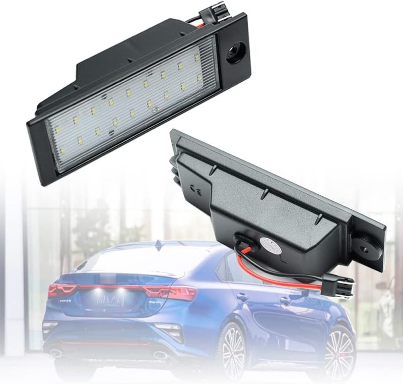 NSLUMO LED License Plate Light Assembly for Kia Forte Sedan 2019 2020 2021 2022 2023, OEM Replacement 6000K Xenon White 18-SMD Error Free Led Tag Lights