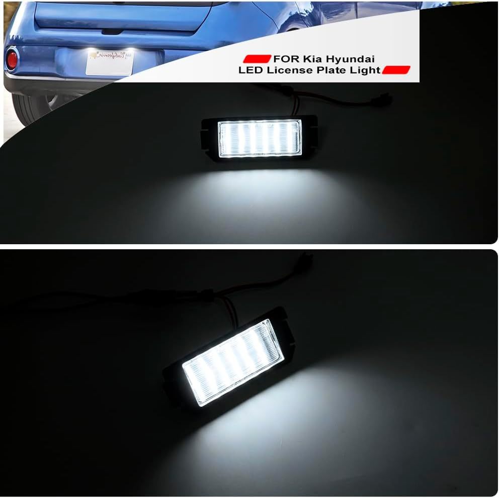 NSLUMO Led License Plate Light Assembly Replacement for 2010-2019 Ki'a Soul Rio Xenon White Led Number Plate Light for 2012-2018 Hyun'dai Veloster