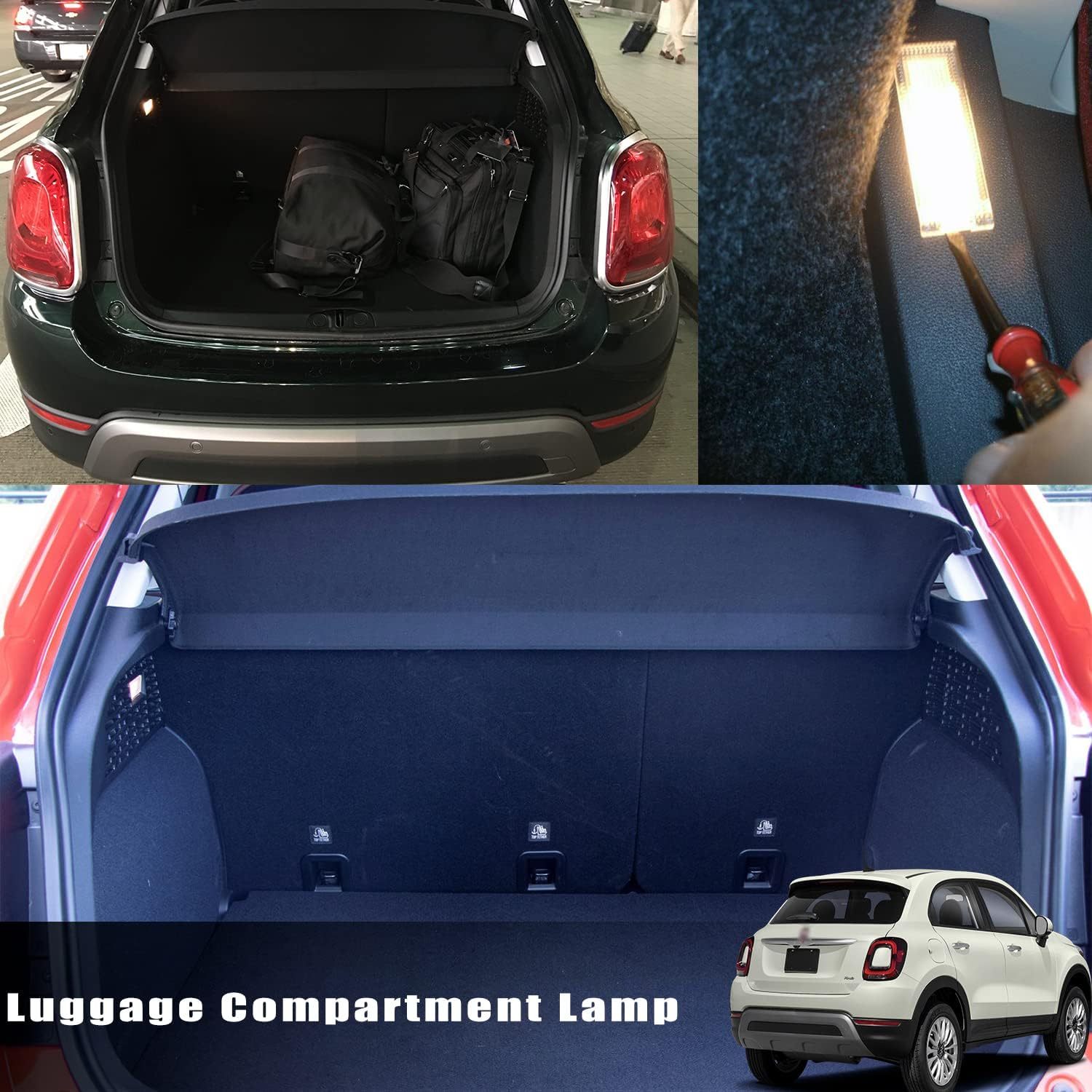 NSLUMO Led Luggage Compartment Light Replacement for 14-19 Fiat 500 16-21 Fiat 500x, 6000K 18-SMD White Trunk Interior Courtesy Lamp Bulb OEM Fit Room Cargo Light