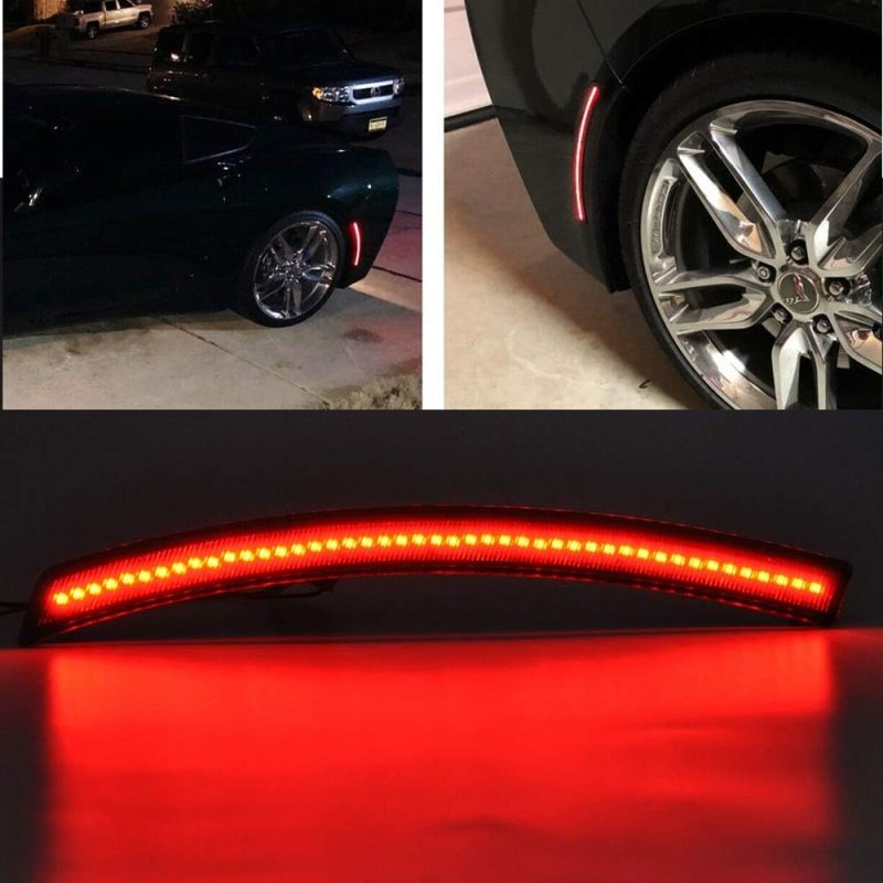 NSLUMO Led Rear Side Marker Lights for Chevy C7 Corvette 2014-2019 Smoked Lens Rear Red C7 Side Marker Strip Lights Replace OEM Sidemarker