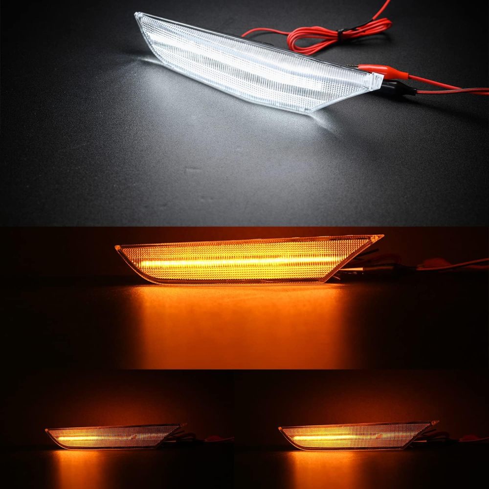 NSLUMO Amber White Switchback Led Side Marker Lights for 2003-2006 Infiniti G35 Sedan Skyline V35 Clear Lens Front Bumper Side Marker w/Sequential Amber LED Turn Signals Blinkers Side Marker Assembly