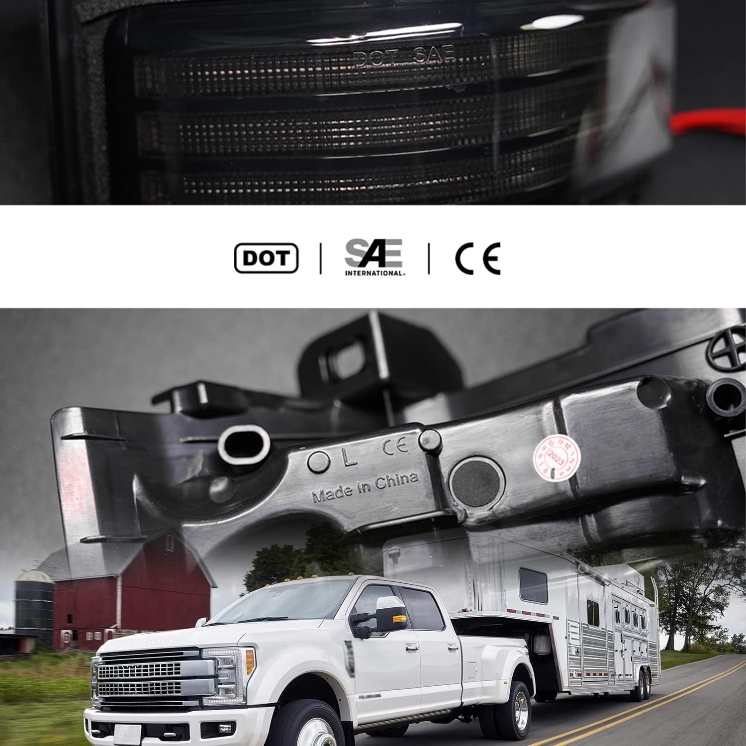 NSLUMO Sequential LED Side Mirror Marker Lights Compatible w/2015-2023 F150 F250 F350 F450 Pickup Towing Mirror Amber Turn Signal Indicator & White DRL Parking Lamp Assembly Smoked Lens
