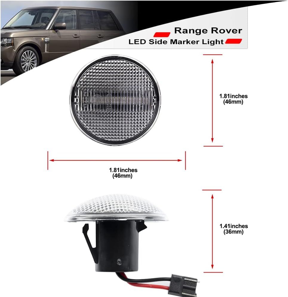 NSLUMO Amber LED Sequential Side Marker Light Kit Compatible With 2006-2012 Lan'd Rover Range Rover L322 Clear Lens LED Front Fender Dynamic Blink Turn Signal Light Replace OEM Clear Sidemarker Lamps