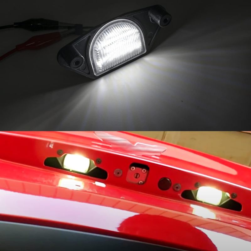 LED License Plate Light Replacement for Chevy Corvette C4 C5 C6 S10 Impala GMC S15, 18SMD Error Free Led Tag Lights OEM Number Plate Lamp Assembly