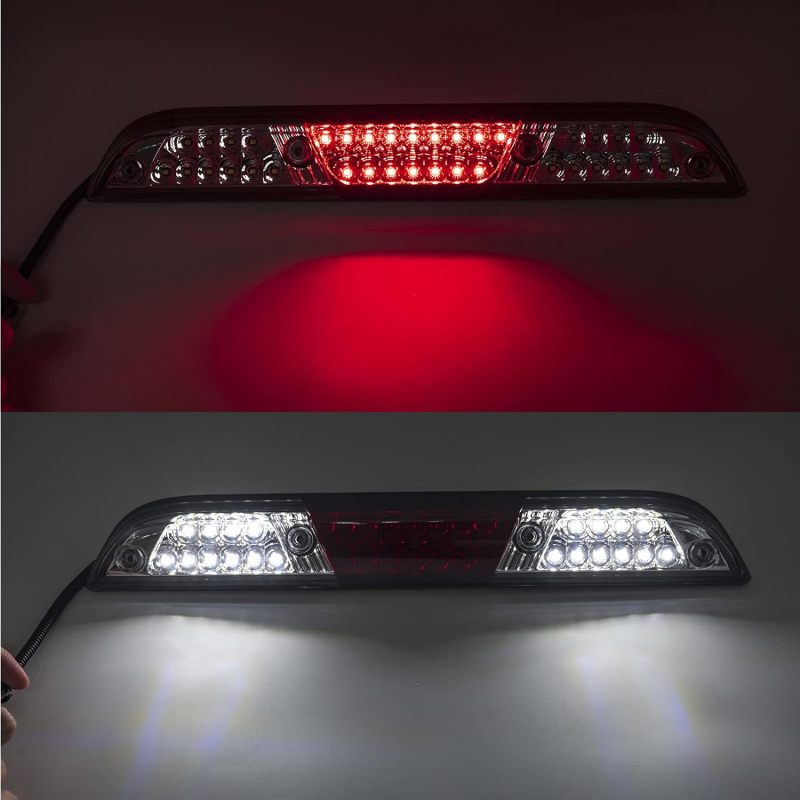 NSLUMO Led Third Brake Light Replacement for 2015-2020 F150 F250 F350 Super Duty 19-21 Ranger Red Strobe LED 3rd Brake Rear Center High Mount Stop Lamp White Cargo Light Kit Clear Lens