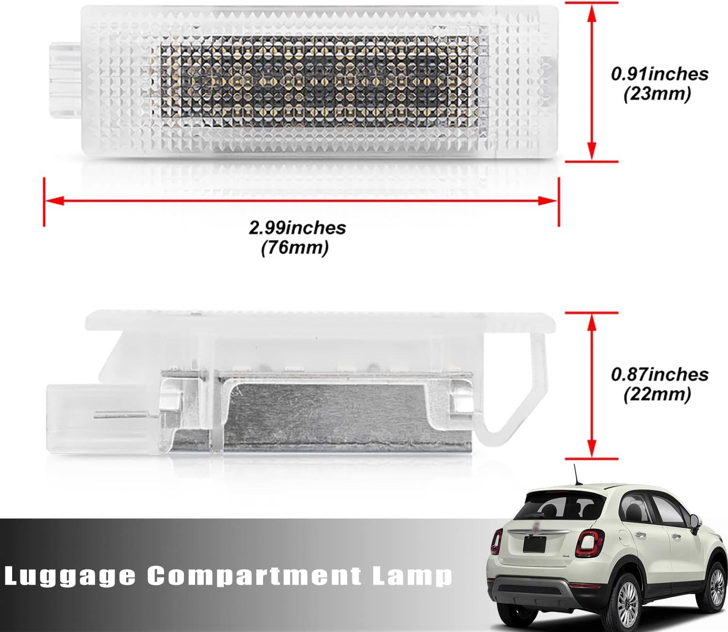 NSLUMO Led Luggage Compartment Light Replacement for 14-19 Fiat 500 16-21 Fiat 500x, 6000K 18-SMD White Trunk Interior Courtesy Lamp Bulb OEM Fit Room Cargo Light