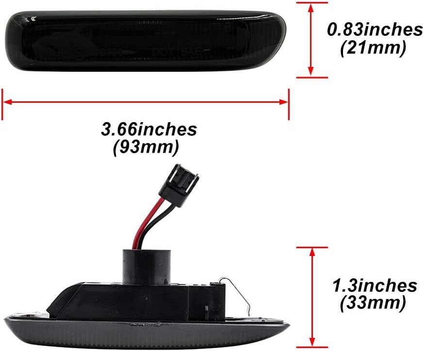 Sequential Amber LED Side Marker Lights for B'MW E46 Pre-LCI 1999-2001 323i 328i Sedan,1999-2003 325Ci 330Ci Coupe Convertible Front Fender Turn Signal Blinker Lamps OEM Replacement (Smoked Lens)