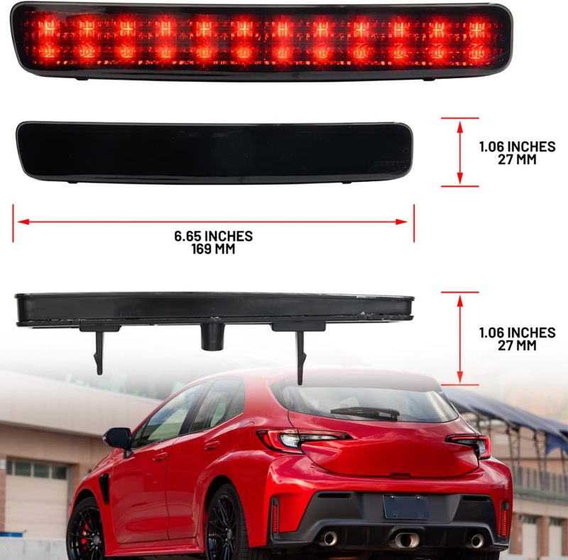 NSLUMO LED Rear Bumper Reflector Lights for 2023 2024 up To'yota GR Corolla Red Led Tail Driving Parking Lamps Full Strip LED Reflector Upgrade Light Kit Smoked Lens