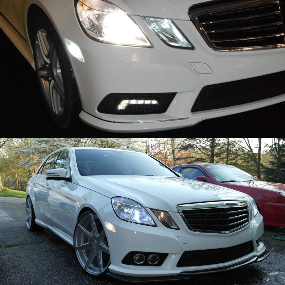 NSLUMO Xenon White Led Side Marker Lights for 2010-13 Mercedes Benz W212 Pre-LCI E-Class Clear Lens Front Fender Marker Lamps with T10 Bulbs OEM fit