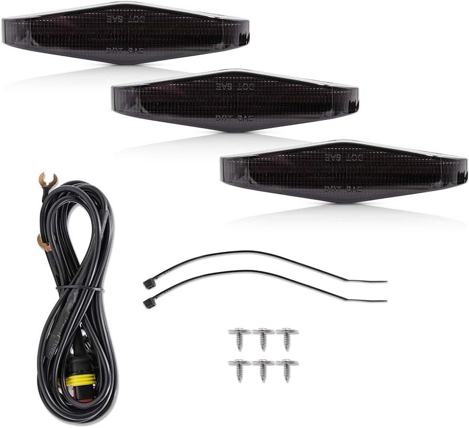 3pcs LED Strip Front Grille Lights for 2014-up To'yota 4Runner N280 Amber LED Front Grille Running Light Kit Direct Fit for OEM Grill Smoked Lens