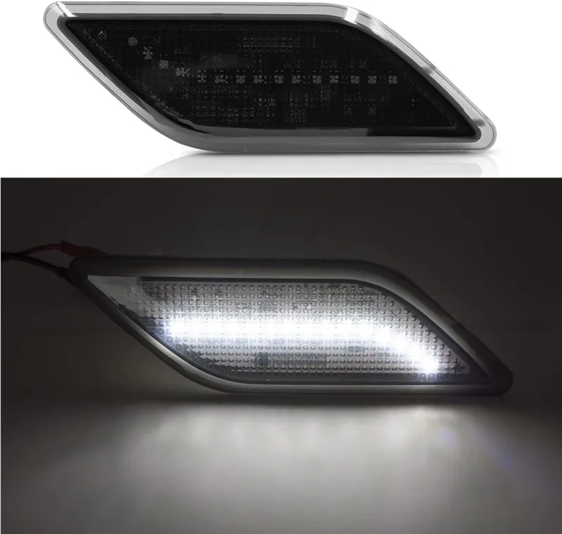 NSLUMO Xenon White Led Side Marker Lights for 2010-13 Mer'cedes Benz W212 Pre-LCI E-Class Front Fender Marker Lamps Smoked Lens OEM Side Marker Replacement
