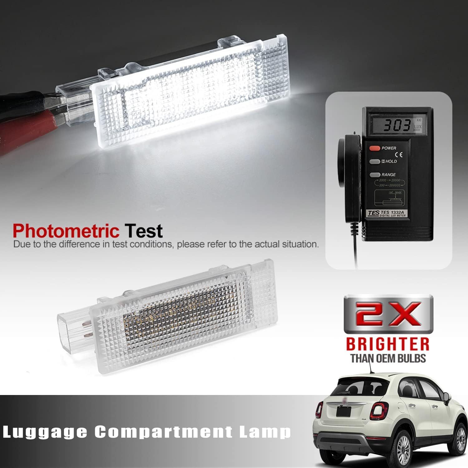 NSLUMO Led Luggage Compartment Light Replacement for 14-19 Fiat 500 16-21 Fiat 500x, 6000K 18-SMD White Trunk Interior Courtesy Lamp Bulb OEM Fit Room Cargo Light