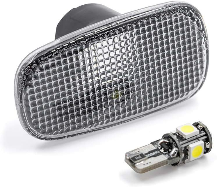 NSLUMO White Led Side Marker Lights for Le'xus IS300 IS200 Altezza SXE10 JCE10 2000-2005 Clear Lens Side Lights Housing w/Xenon White T10 5-SMD LED Bulbs OEM Sidemarker Lamps Replacement