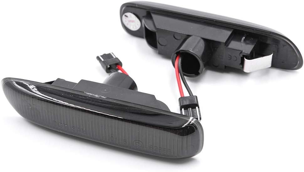 Sequential Amber LED Side Marker Lights for B'MW E46 Pre-LCI 1999-2001 323i 328i Sedan,1999-2003 325Ci 330Ci Coupe Convertible Front Fender Turn Signal Blinker Lamps OEM Replacement (Smoked Lens)