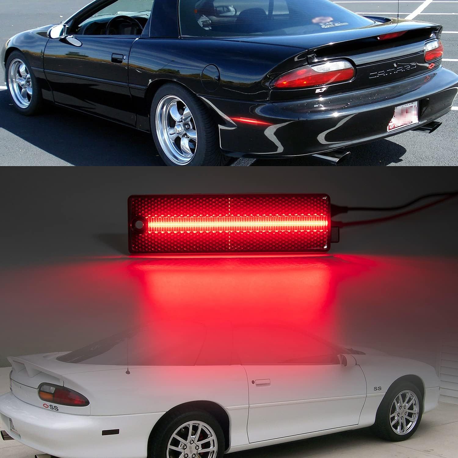 NSLUMO LED Rear Side Marker Lights Replacement for 1993-2002 Chevy Camaro Euro Smoked Lens Red Led Bumper Side Signal Parking Marker Light Assembly Replace OEM Sidemarker Lamps