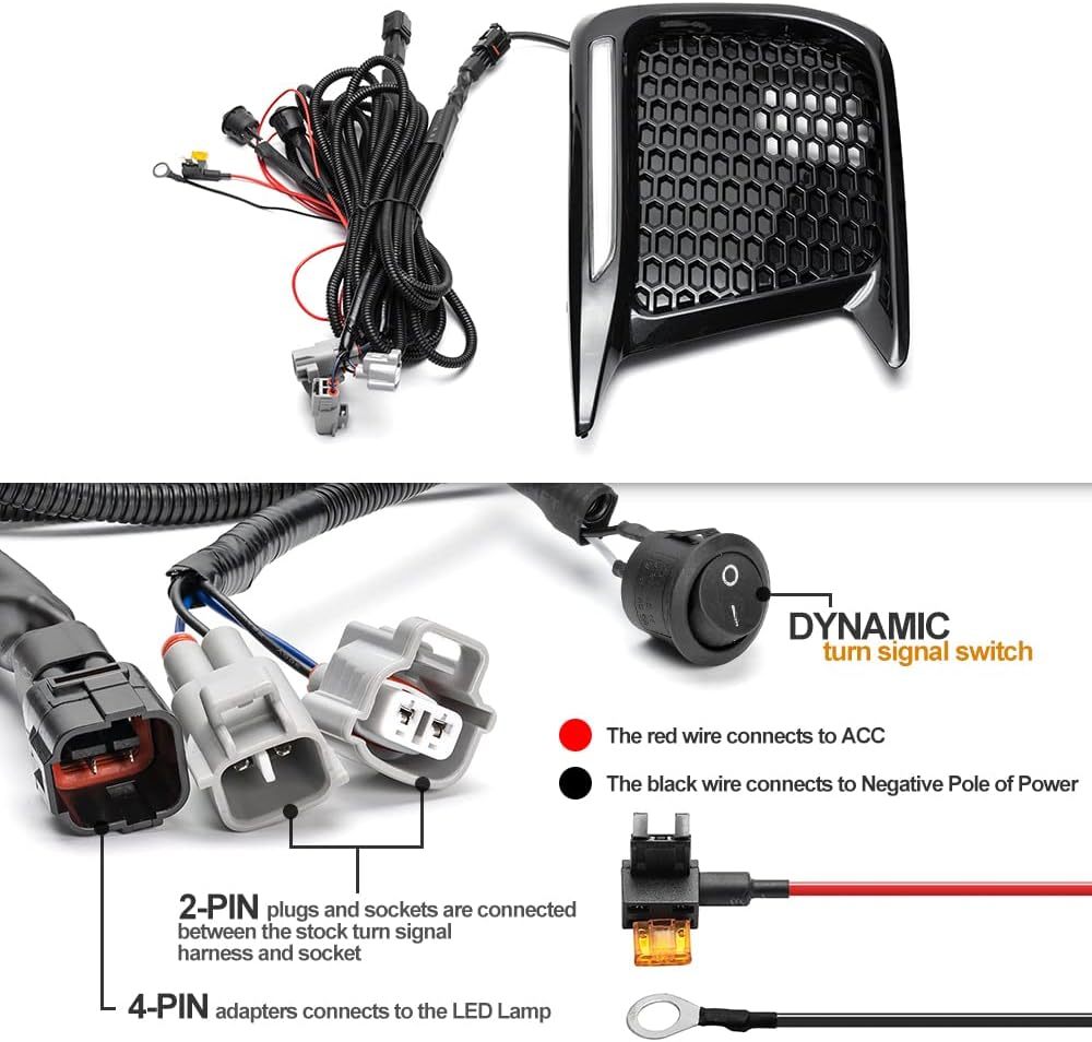 NSLUMO Amber Sequential Turn Signals Switchback White LED DRL Fog Bezels Compatible with 2018-2021 Su'baru WRX STI
