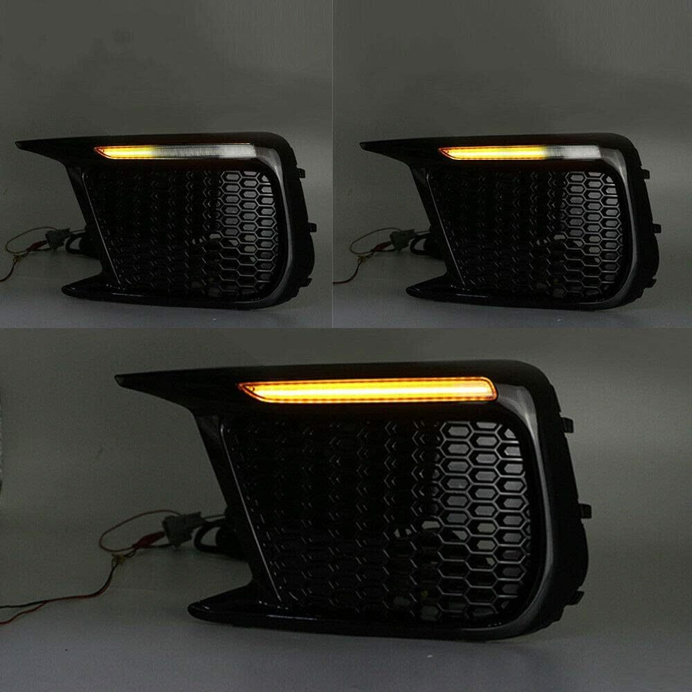 NSLUMO Amber Sequential Turn Signals Switchback White LED DRL Fog Bezels Compatible with 2018-2021 Su'baru WRX STI
