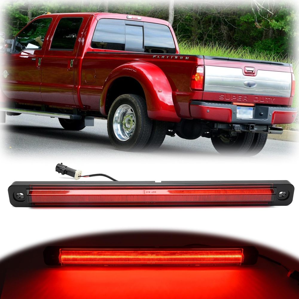 NSLUMO Led Tailgate Light Bar Replacement for 1999-2016 F-ord F350 Dually F450 F550 Bright Red 54-SMD LED Rear Brake ID Lamp Red Lens OEM #F81Z15444AA