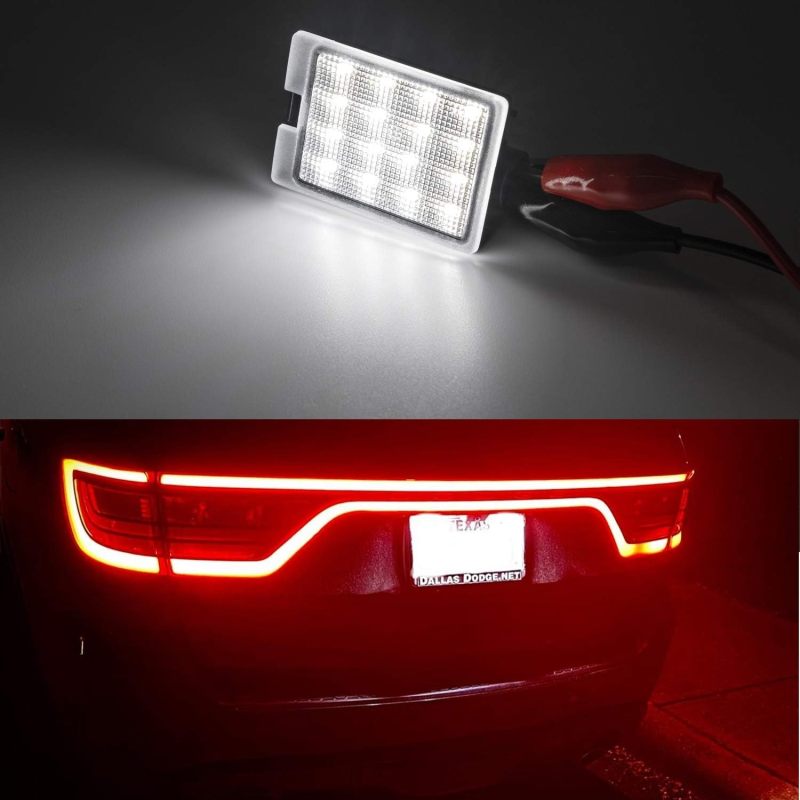 NSLUMO LED License Plate Light Assembly Compatible with Dodge Durango 2014-2020, OEM Fit Replacement Xenon White 18-SMD Number Plate Led Tag Lights