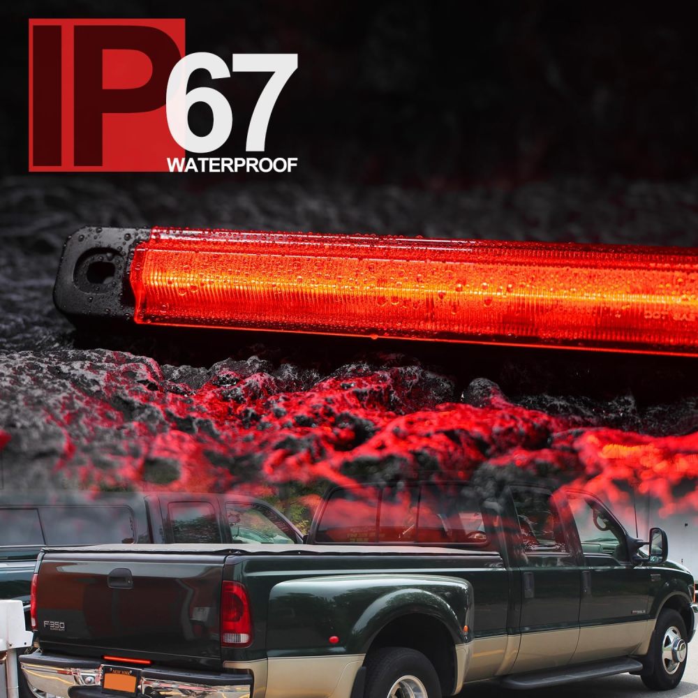 NSLUMO Led Tailgate Light Bar Replacement for 1999-2016 F-ord F350 Dually F450 F550 Bright Red 54-SMD LED Rear Brake ID Lamp Red Lens OEM #F81Z15444AA