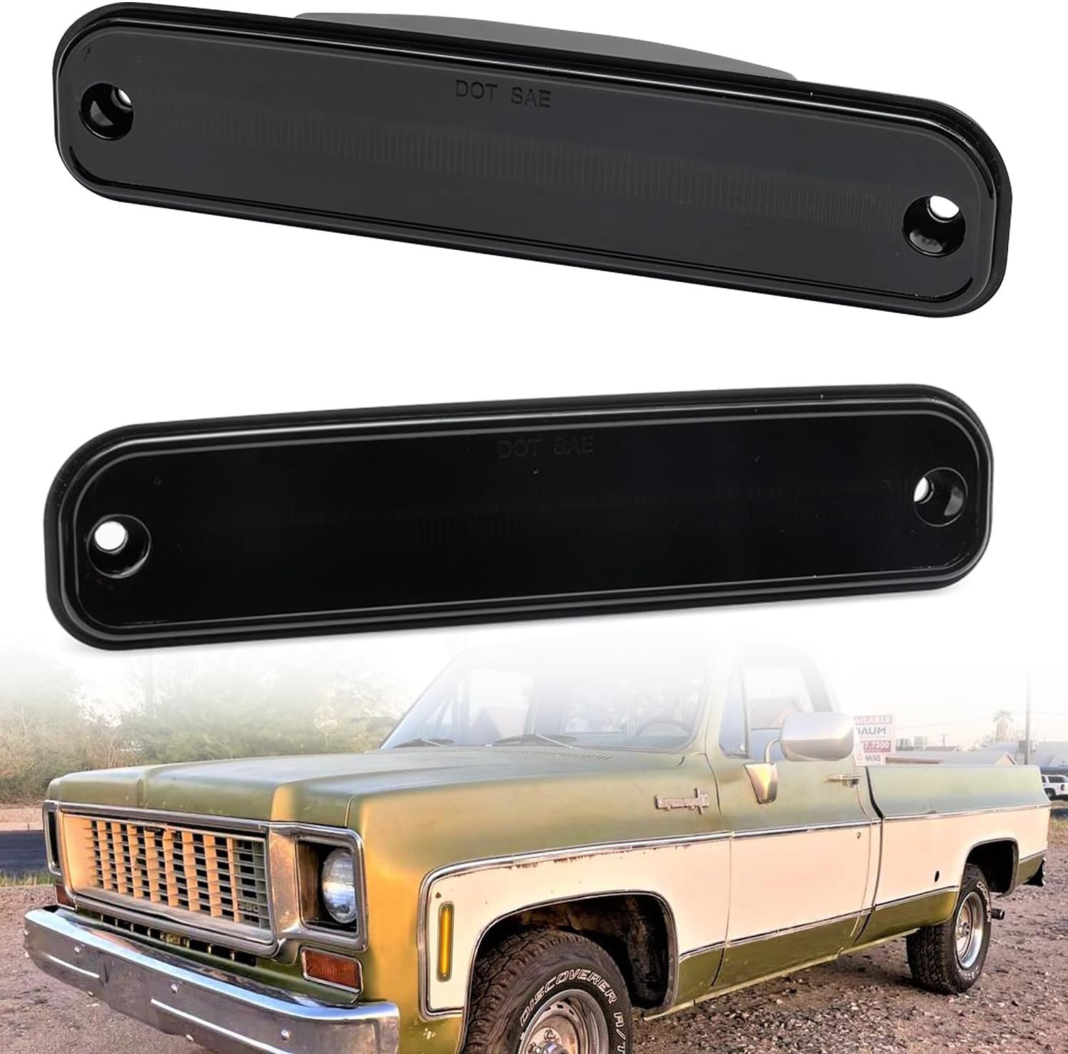 Led Side Marker Lights for 1973-1980 GMC Chevy C/K Series Pickup Trucks K5 Blazer Suburban Amber Led Front Bumper Side Marker Repeater Lamp Kit LH RH Smoked Lens Led Sidemarkers 6270433 6270434