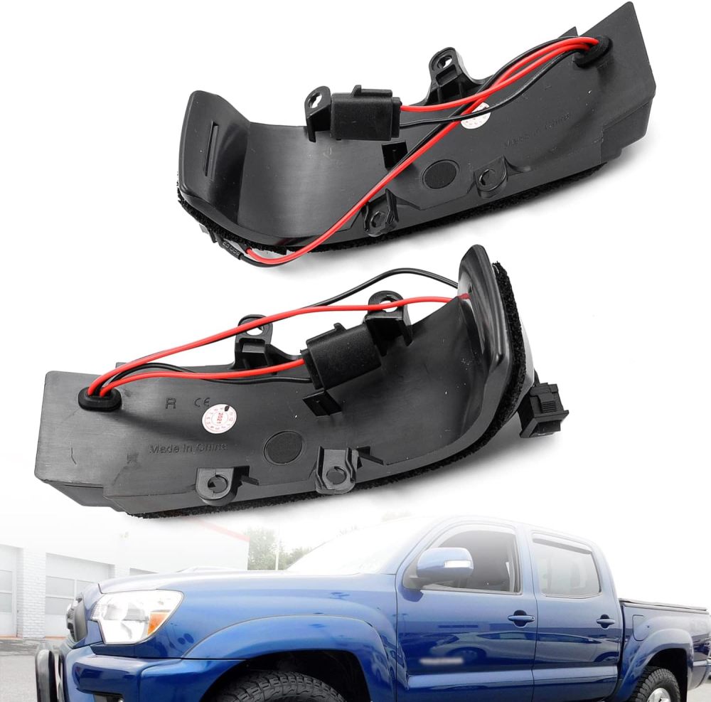 NSLUMO Sequential LED Side Mirror Marker Lights Compatible w/ 2012-2015 To'yota Tacoma Pickup Trucks Towing Mirror Turn Signal Indicator Lamp Assembly Smoked Lens