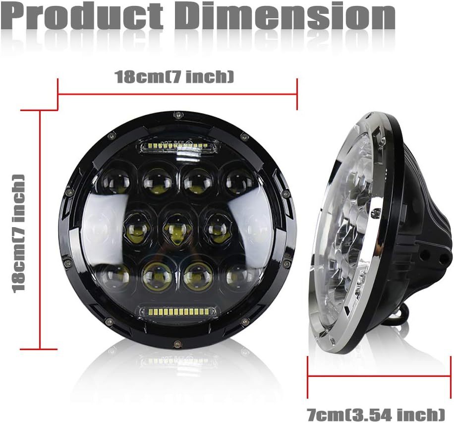 NSLUMO 7 Inch LED Headlight 75w LED Driving Headlight Replacement Kit for LandRover Defender 90 110 Super Bright High Low Beam & DRL H4 Socket H5024 H6017 H6024 Sealed Beam Led Truck Headlights
