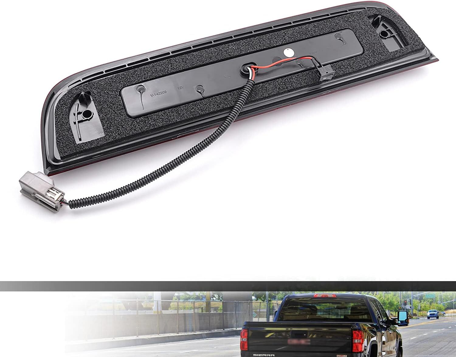 NSLUMO Led Third Brake Light Replacement for 2014-2018 Chevy Silverado GMC Sierra 1500 2500HD 3500HD Red LED Strobe Rear 3rd Brake Center High Mount Stop Lamp + White Cargo Light Kit Euro Clear Lens