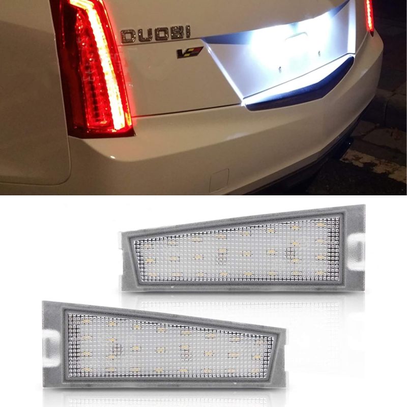 NSLUMO LED License Plate Light Assembly for 2008 2009 2010 Cadillac CTS CTS-V Sedan, OEM Replacement 6000K Xenon White 18-SMD Error Free Led Tag Light