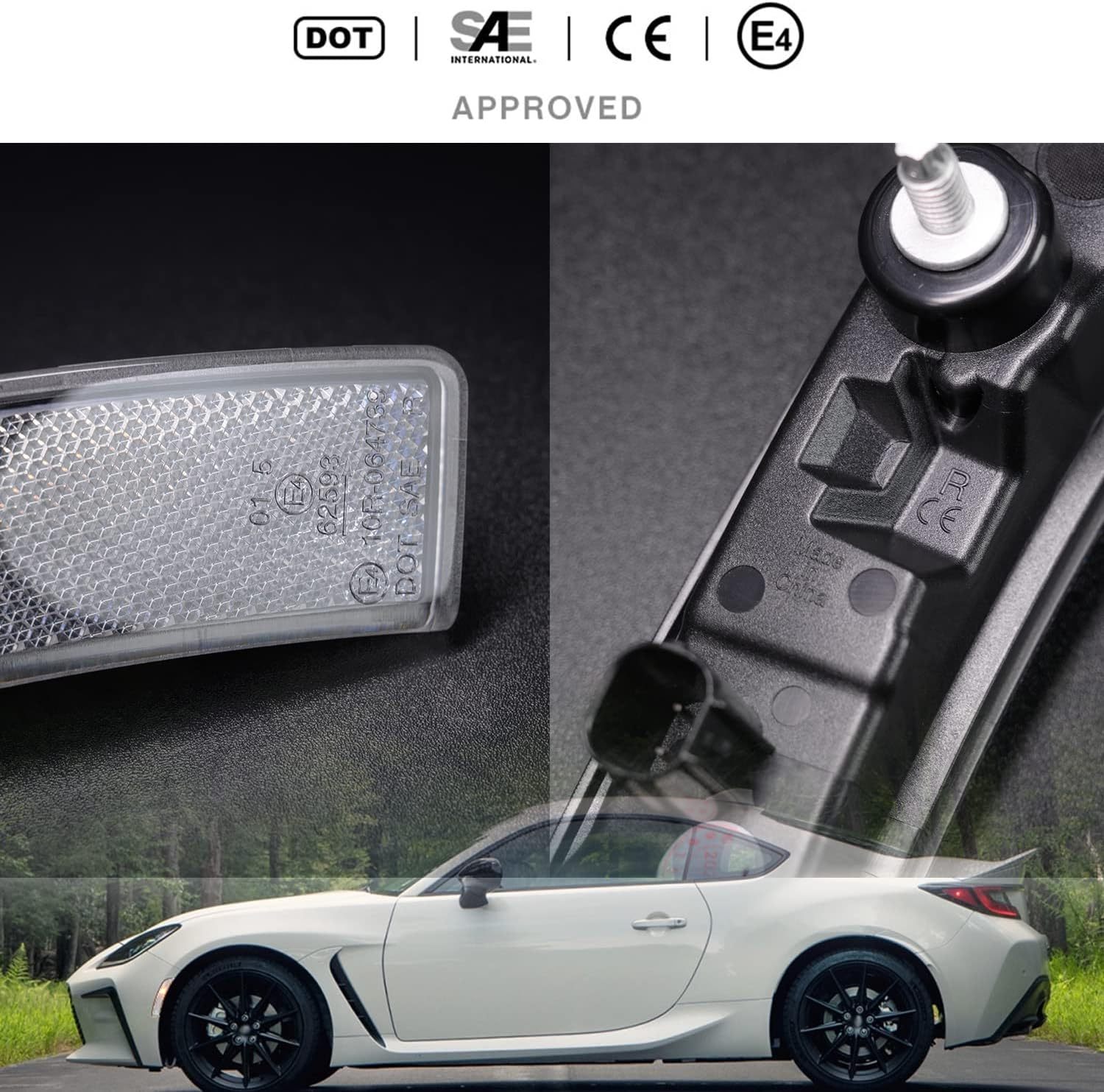 NSLUMO Led Side Marker Lights Replacement for 2022 2023 Su'baru BRZ ZD8 2022-up To'yota GR86 ZN8 JDM OEM Amber Led Front Bumper Side Marker Reflector Signal Light Kit Clear Lens Sidemarkers