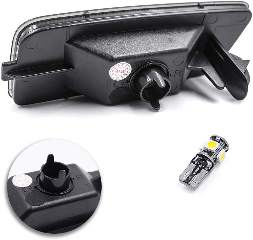 NSLUMO White Front Bumper Led Side Marker Lights for Golf MK6 GTI Smoked Lens Side Lights Replace OEM Sidemarker Lamps
