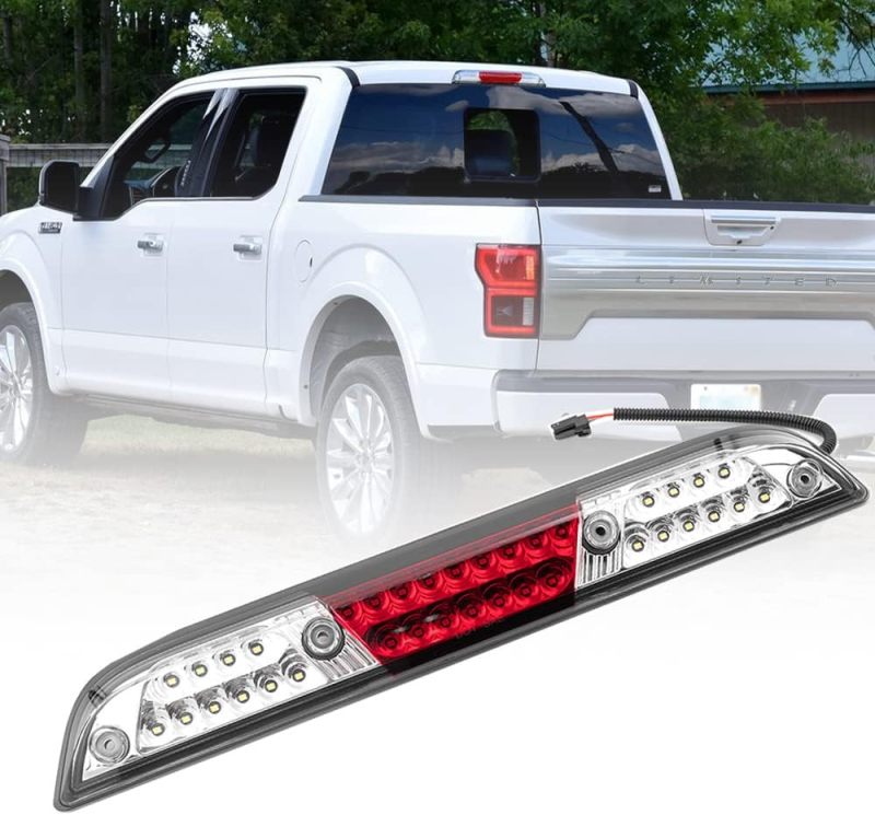 NSLUMO Led Third Brake Light Replacement for 2015-2020 F150 F250 F350 Super Duty 19-21 Ranger Red Strobe LED 3rd Brake Rear Center High Mount Stop Lamp White Cargo Light Kit Clear Lens