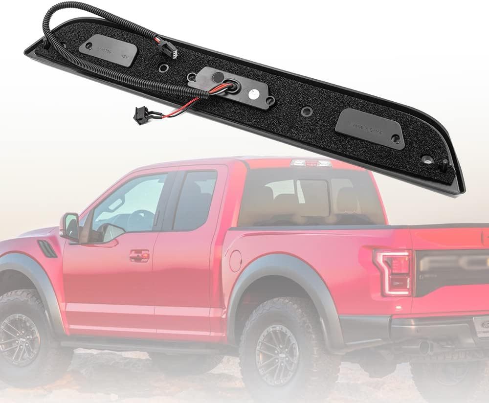 NSLUMO Led Third Brake Light Replacement for 2015-2020 F150 F250 F350 Super Duty 19-21 Ranger Red Strobe LED 3rd Brake Rear Center High Mount Stop Lamp White Cargo Light Kit Clear Lens