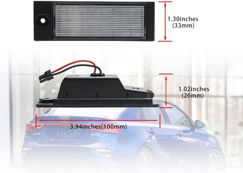 NSLUMO LED License Plate Light Assembly for Kia Forte Sedan 2019 2020 2021 2022 2023, OEM Replacement 6000K Xenon White 18-SMD Error Free Led Tag Lights