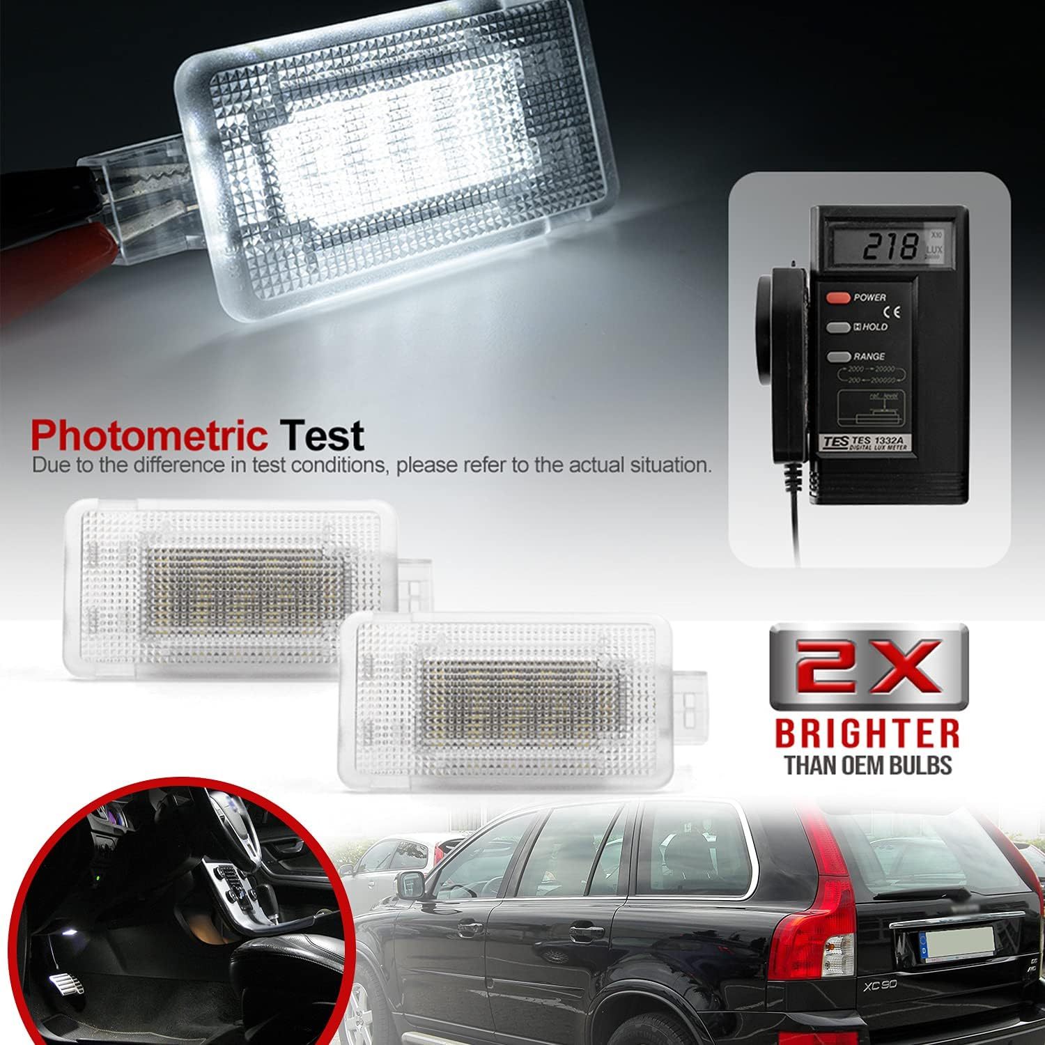 NSLUMO Led Courtesy Light Interior Trunk Lamp Replacement for 2003-2014 Volvo XC90 S60 S60L S80 Led Luggage Compartment Step Footwell Light Xenon White 6000k OEM Part#30754448