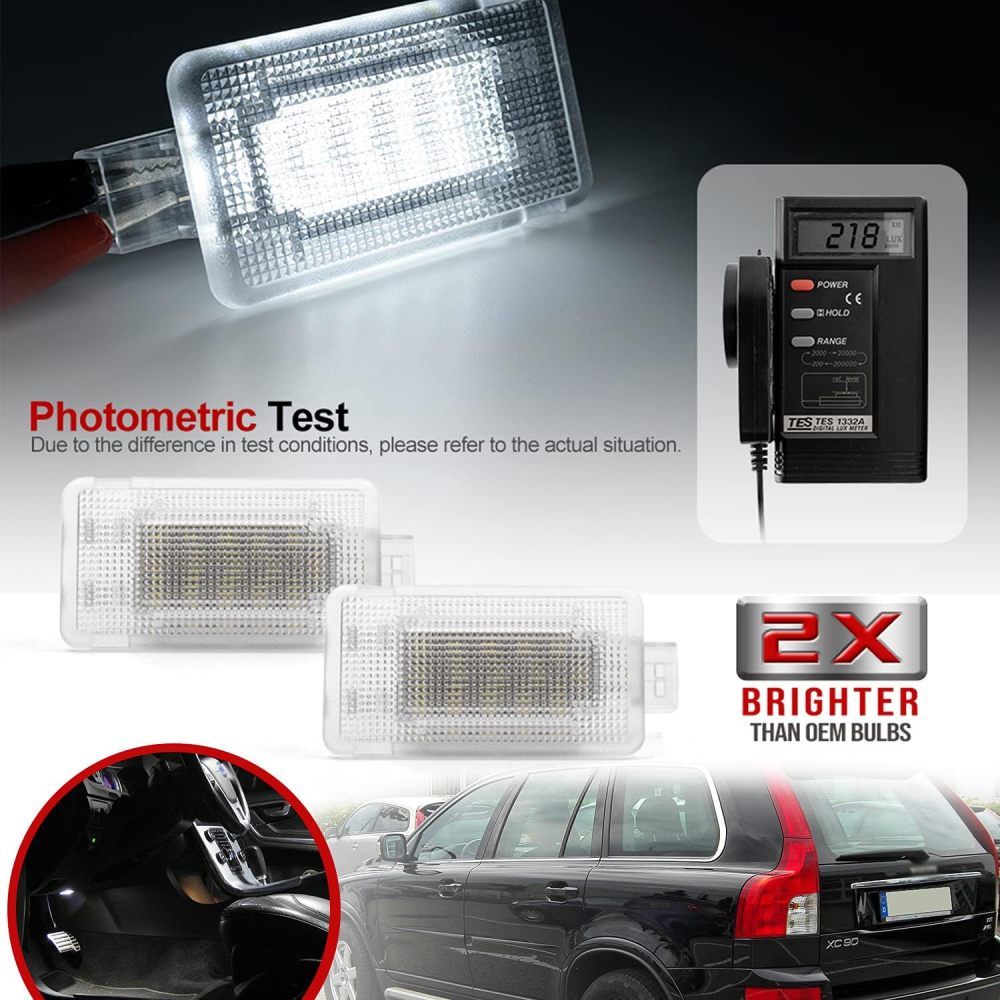 NSLUMO Led Courtesy Light Interior Trunk Lamp Replacement for 2003-2014 Volvo XC90 S60 S60L S80 Led Luggage Compartment Step Footwell Light Xenon White 6000k OEM Part#30754448