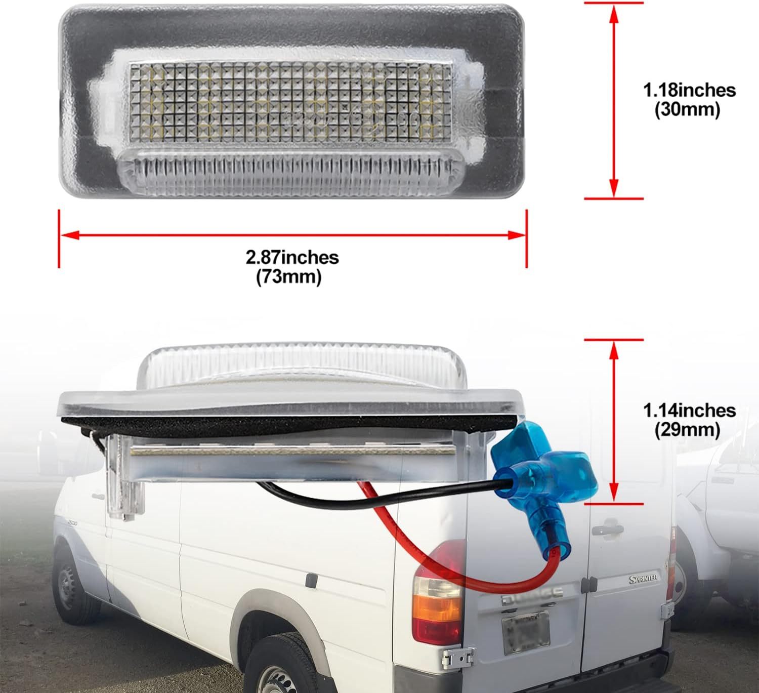 LED License Plate Lights Compatible w/ 2003-2006 Do'dge Sprinter 2500 3500 Van, OEM Led Number Lamps Replacement 6000K 18-SMD Led Xenon White Rear Tag Light Kit Assembly Canbus Error Free
